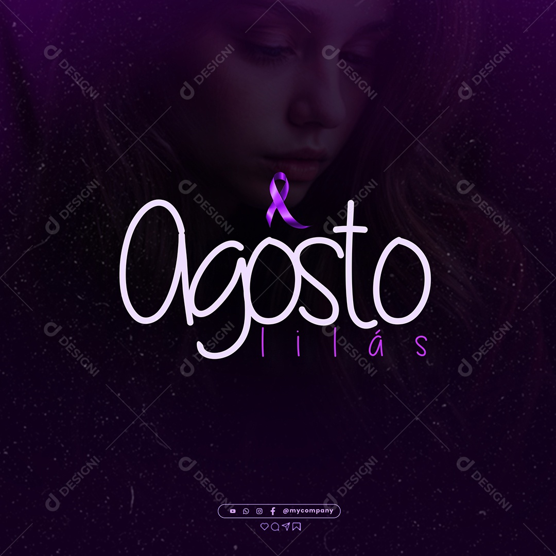 Feed Agosto Lilás Social Media PSD Editável