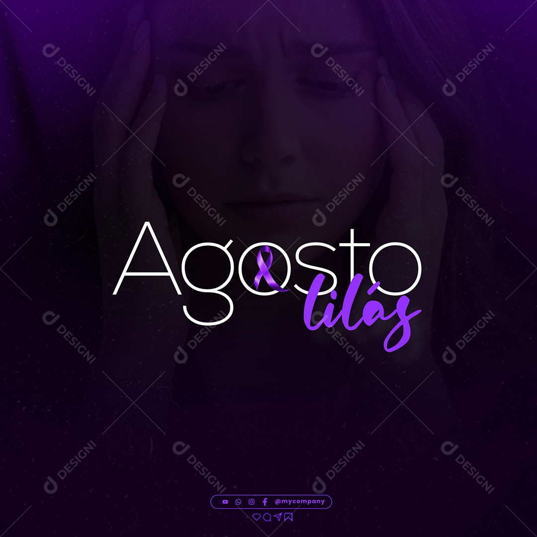 Agosto Lilás Social Media PSD Editável