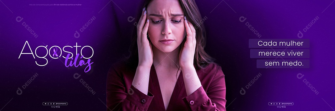 Carrossel Agosto Lilás Cada Mulher Merece Viver sem Medo Social Media PSD Editável