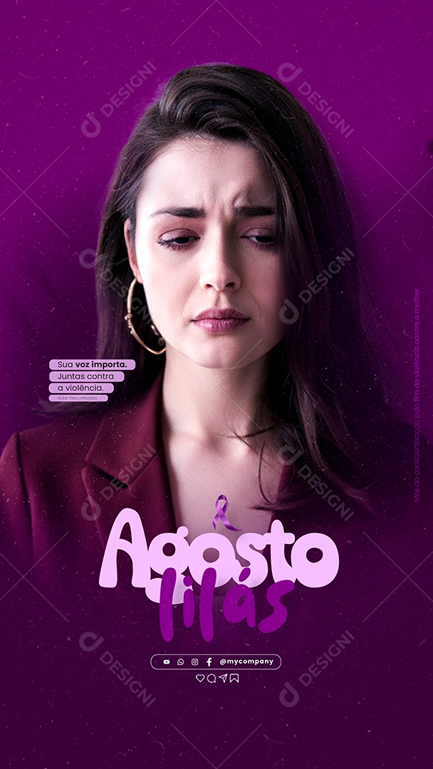 Story Agosto Lilás sua Voz Importa Social Media PSD Editável