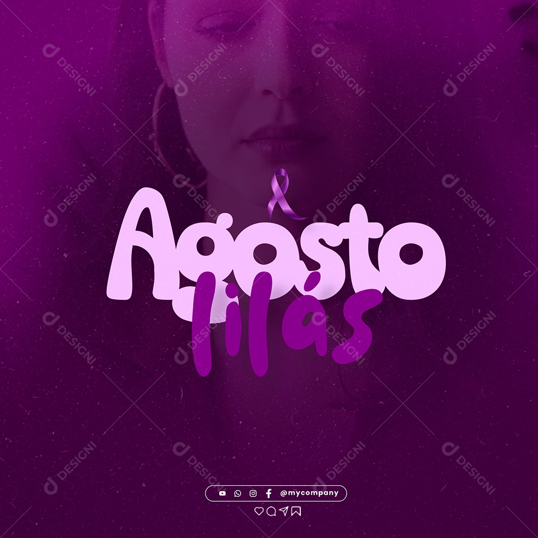 Feed Agosto Lilás Social Media PSD Editável