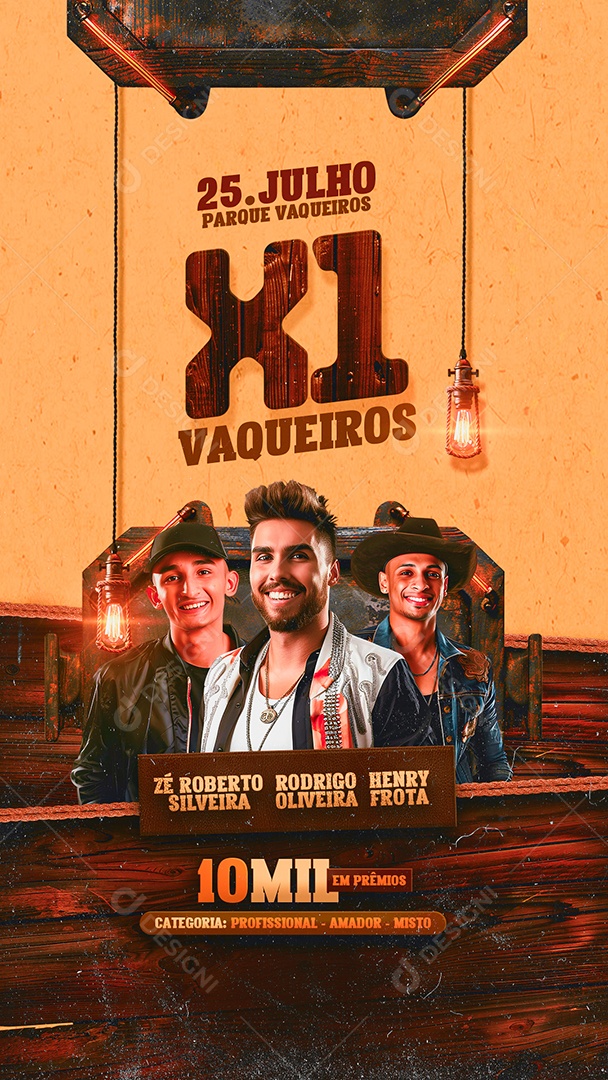 Flyer Story Vaqueiros Zé Roberto Silveira Rodrigo Oliveira Henry Frota Social Media PSD Editável