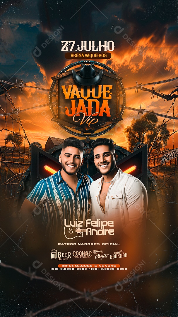 Flyer Story Vaquejada Vip Luiz Felipe e André Social Media PSD Editável