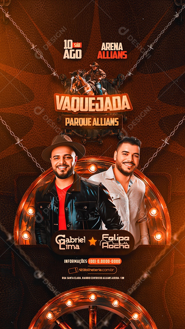 Flyer Story Vaquejada Parque Allians Gabriel Lima Felipe Rocha Social Media PSD Editável