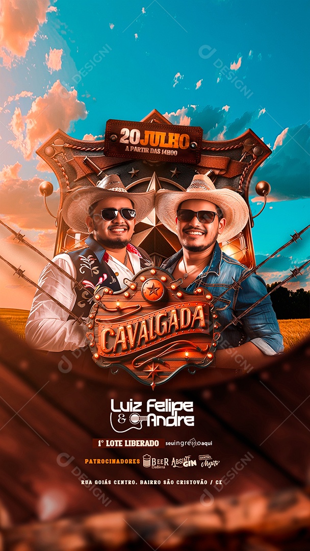 Flyer Story Cavalgada Luiz Felipe e André Social Media PSD Editável