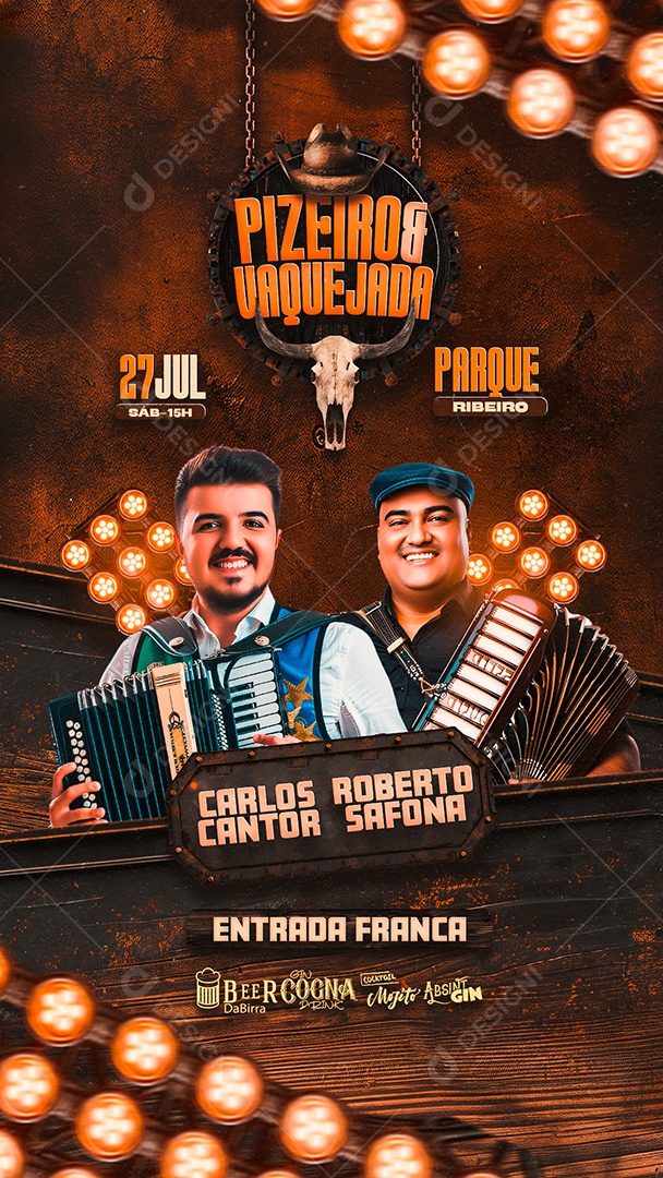 Flyer Story Pizeiro e Vaquejada Carlos Cantor Roberto Safona Social Media PSD Editável