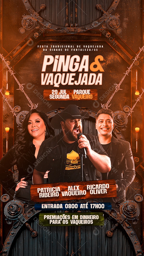 Flyer Story Pinga e Vaquejada Artistas Social Media PSD Editável