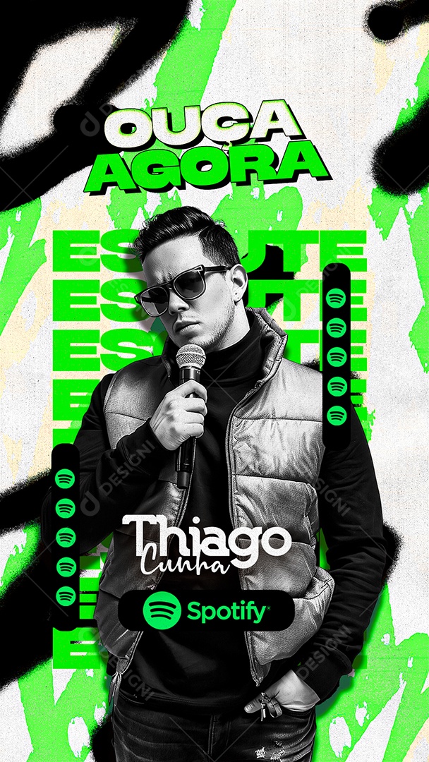 Flyer Story Ouça Agora Thiago Cunha Social Media PSD Editável
