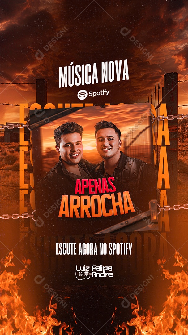 Flyer Story Apenas Arrocha Escute Agora Luiz Felipe e André Social Media PSD Editável