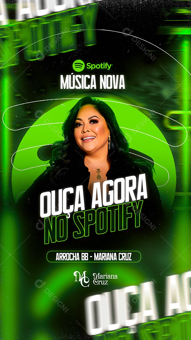 Flyer Story Ouça Agora no Spotifi Arrocha BB Mariana Cruz Social Media PSD Editável