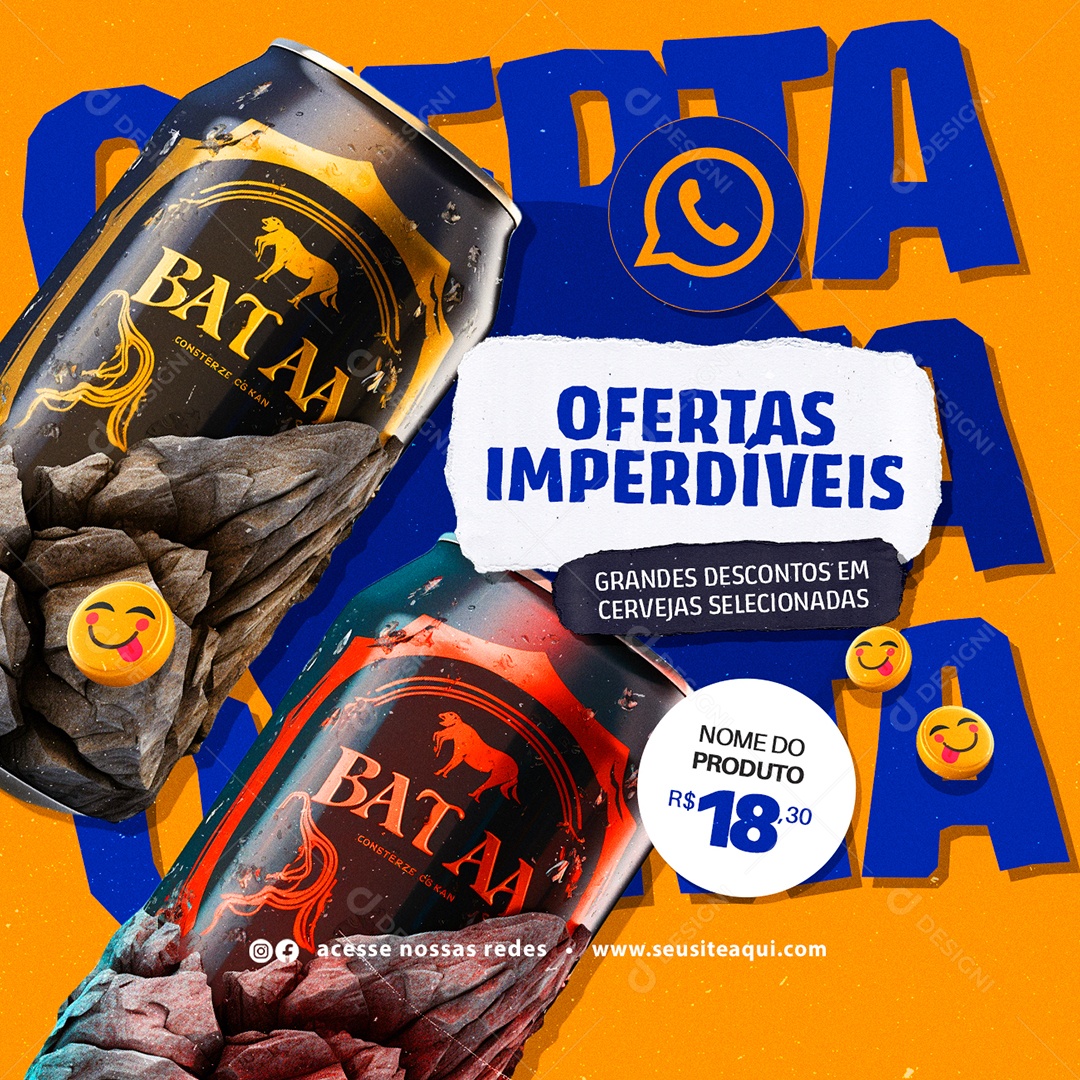 Ofertas Imperdíveis Grandes Descontos em Cerveja Selecionadas Social Media PSD Editável