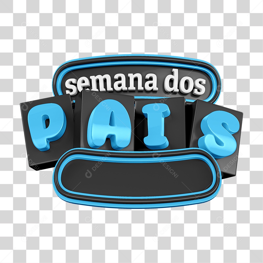 Selo 3D Semana dos Pais PNG Transparente