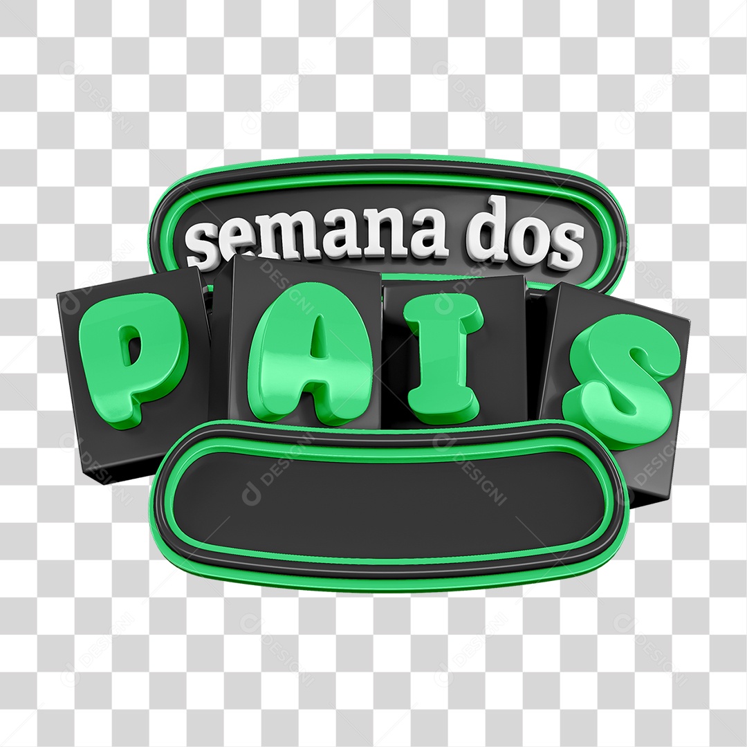 Selo 3D Semana dos Pais PNG Transparente