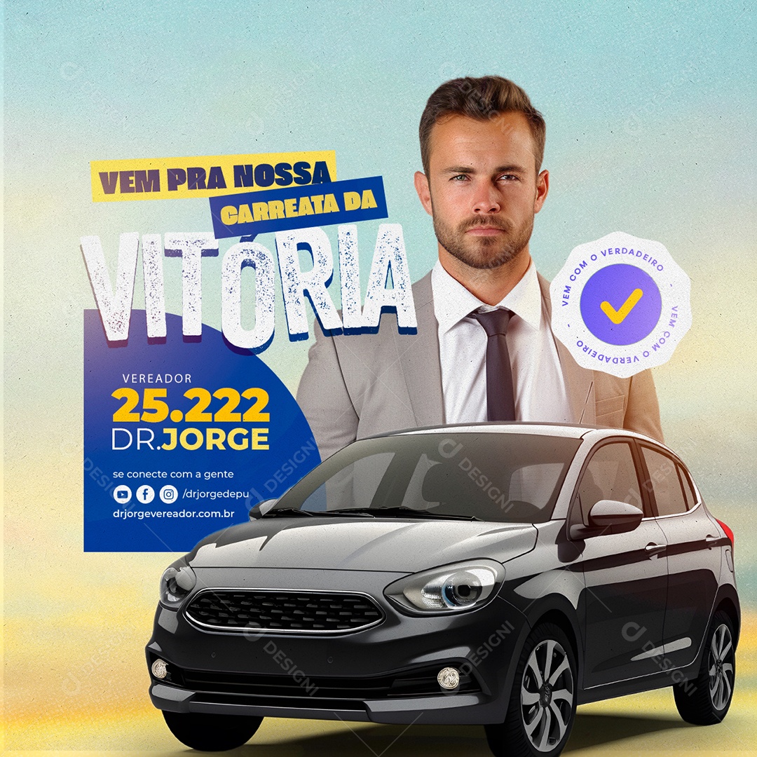 Vem pra nossa Carreata da Vitória Social Media PSD Editável