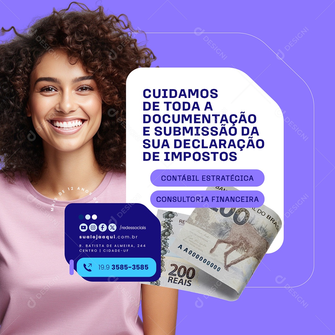 Cuidamos de toda a Documentação e Submissão da sua Declaração Social Media PSD Editável