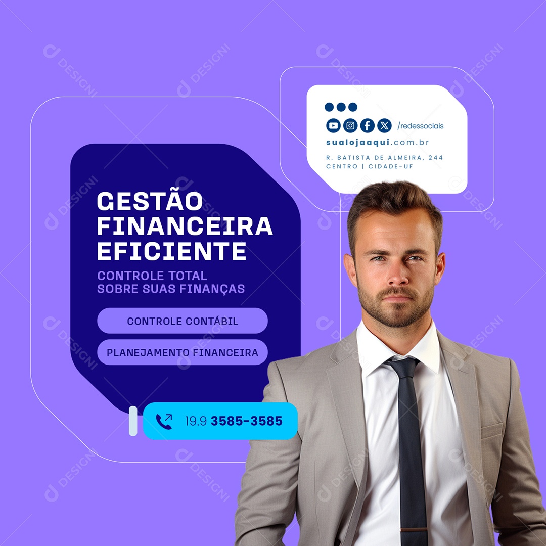 Cestão Financeira Eficiente Social Media PSD Editável