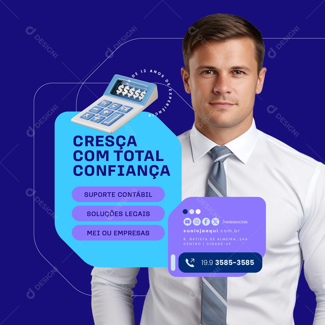 Cresça com Total Confiança Social Media PSD Editável