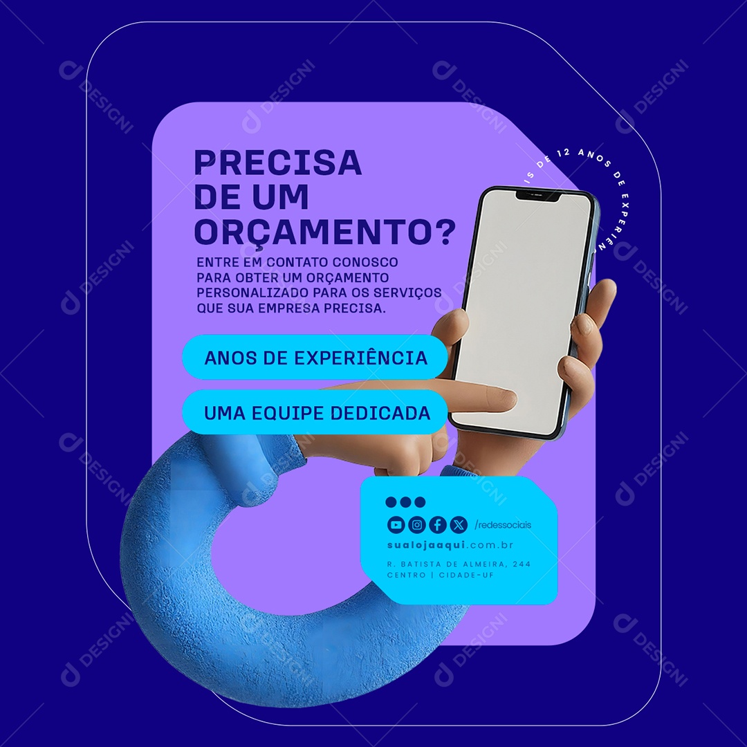 Precisa de um Orçamento Social Media PSD Editável