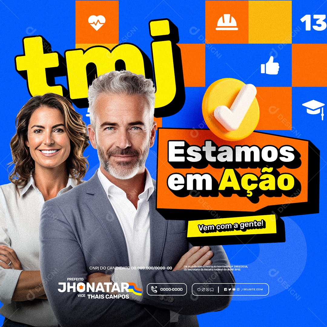 Estamos em Ação vem com a Gente Social Media PSD Editável