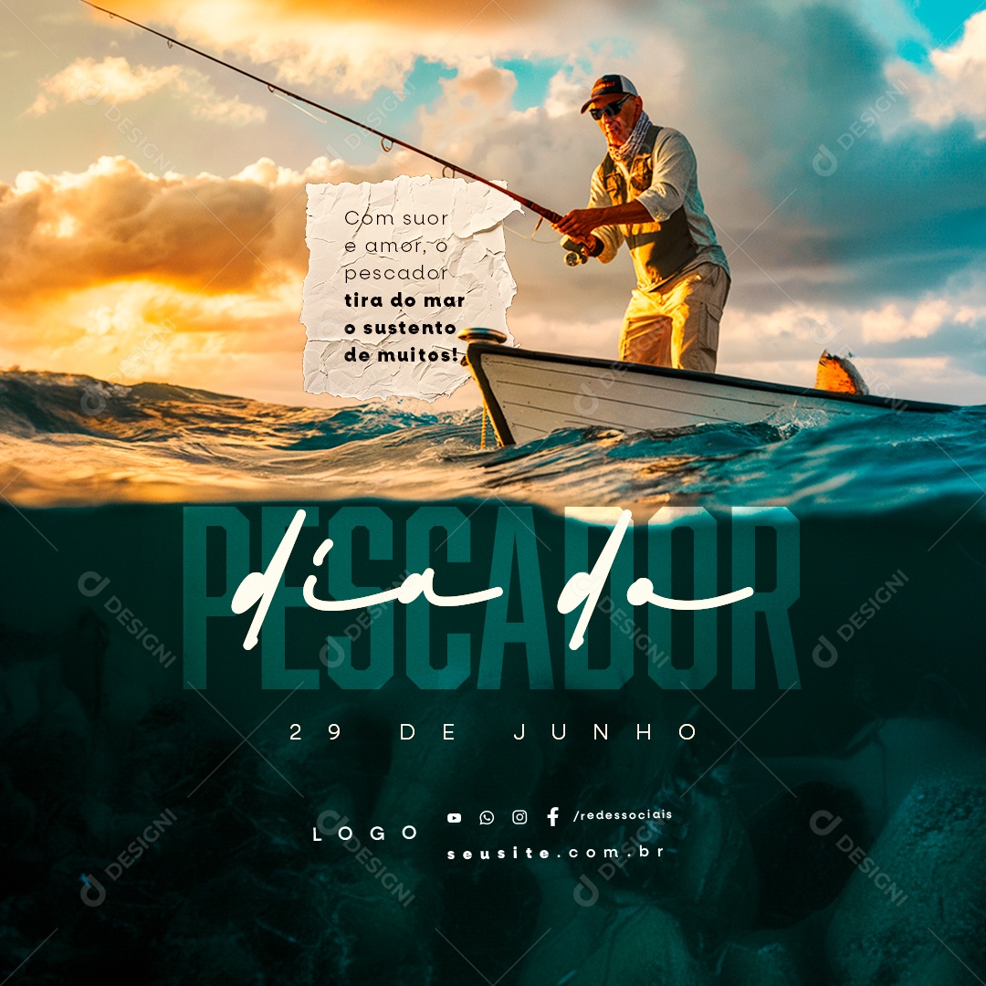 Dia do Pescador 29 de Junho tira do Mar o Sustento de Muitos Social Media PSD Editável