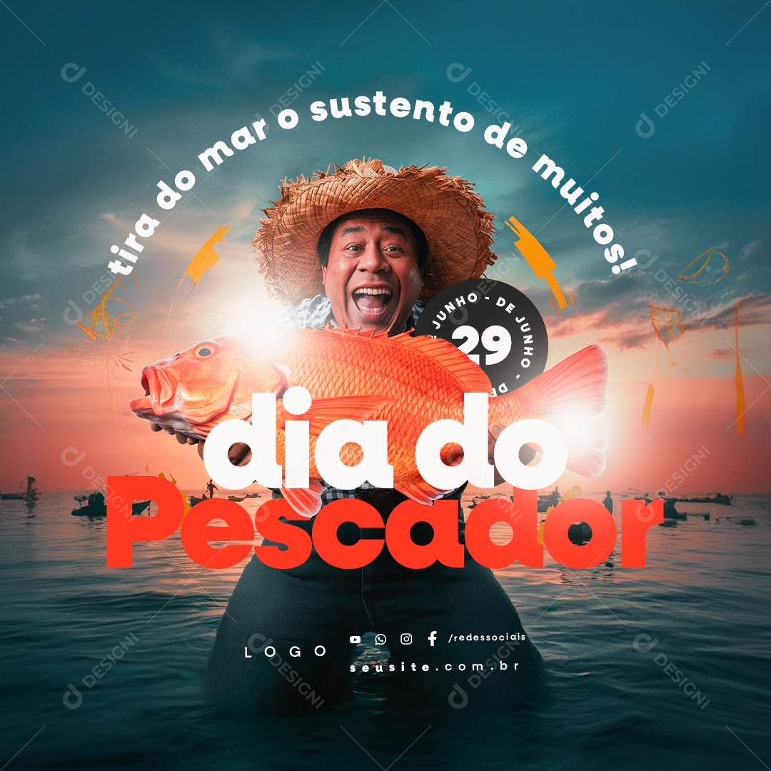 Dia do Pescador 29 de Junho tira do Mar o Sustento de Muitos Social Media PSD Editável