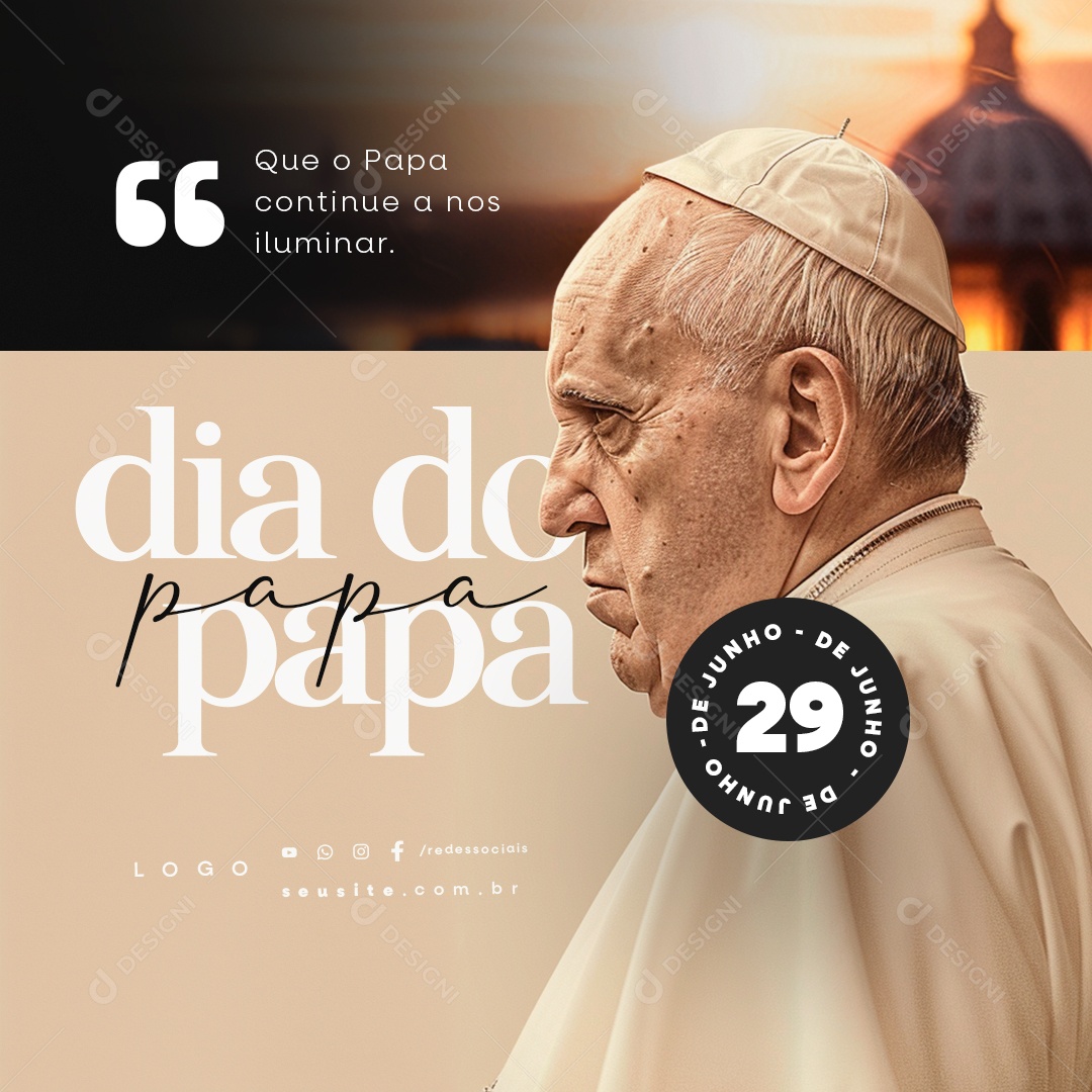 Dia do Papa 29 de Junho Continue a nos Ilumina Social Media PSD Editável