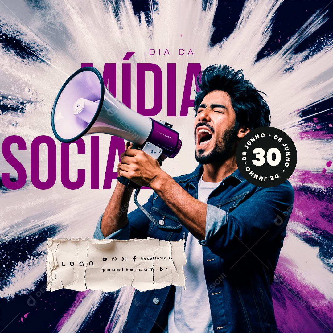 Social Media Dia da Mídia Social 30 de Junho PSD Editável
