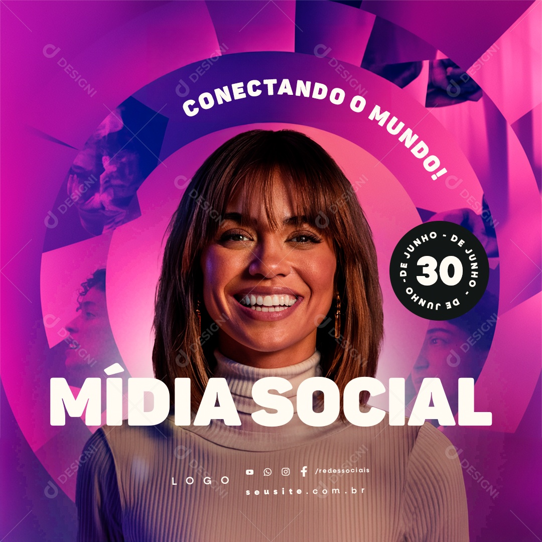 Dia da Mídia Social 30 de Junho Conectando o Mundo Social Media PSD Editável