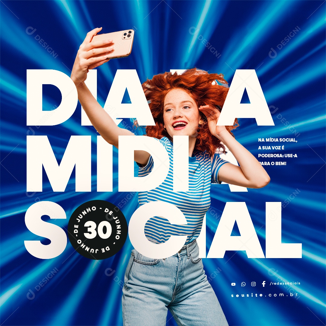 Dia da Mídia Social 30 de Junho Social Media PSD Editável