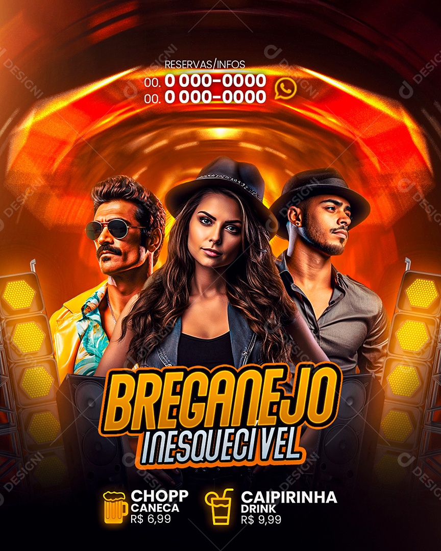 Flyer Breganejo Inesquecível Artistas Social Media PSD Editável