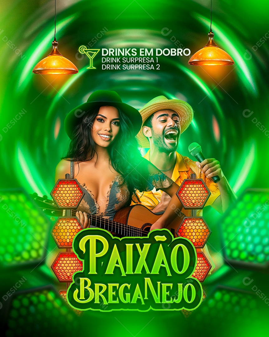Flyer Paixão Breganejo Artistas Social Media PSD Editável