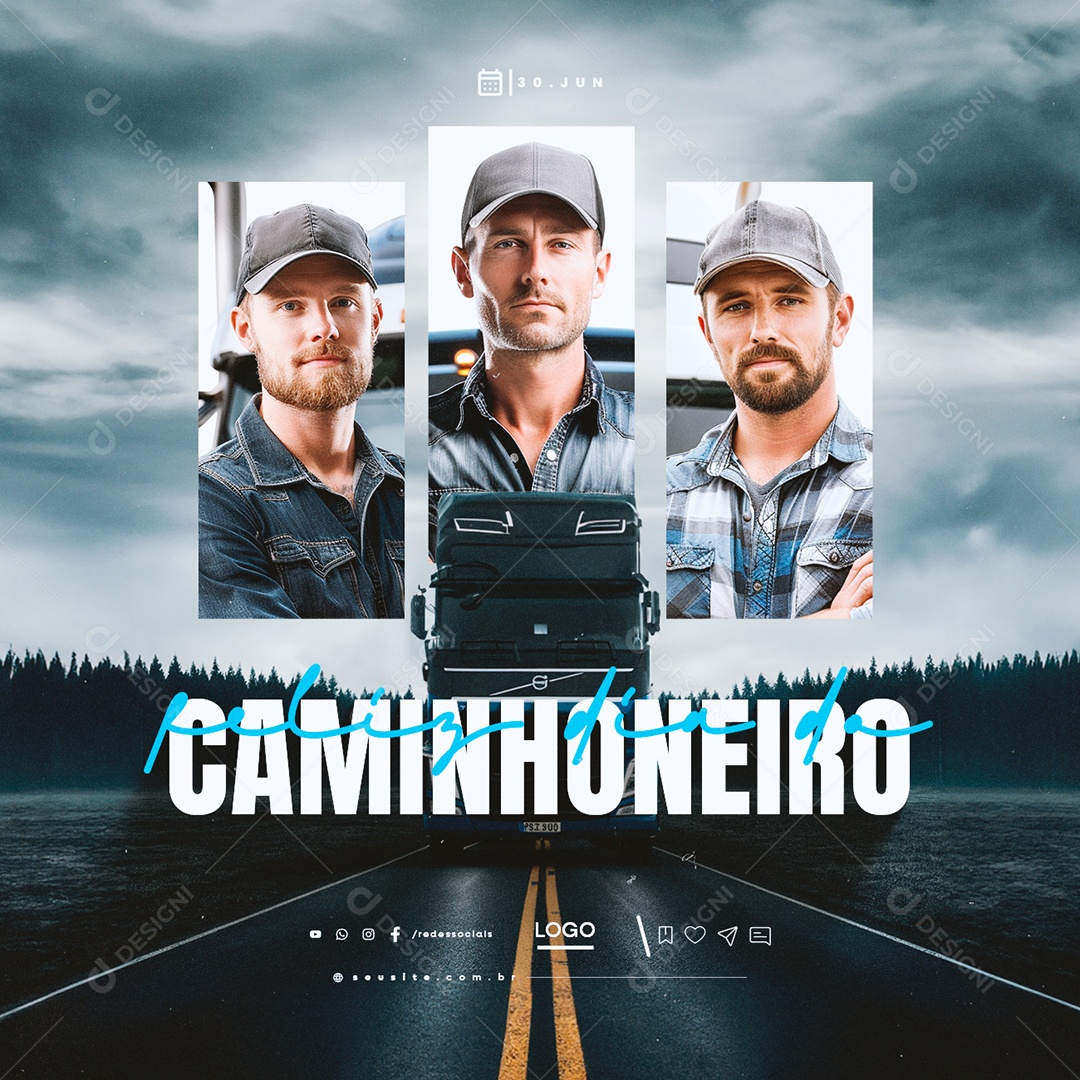 Dia do Caminhoneiro 30 de Junho Social Mídia PSD Editável