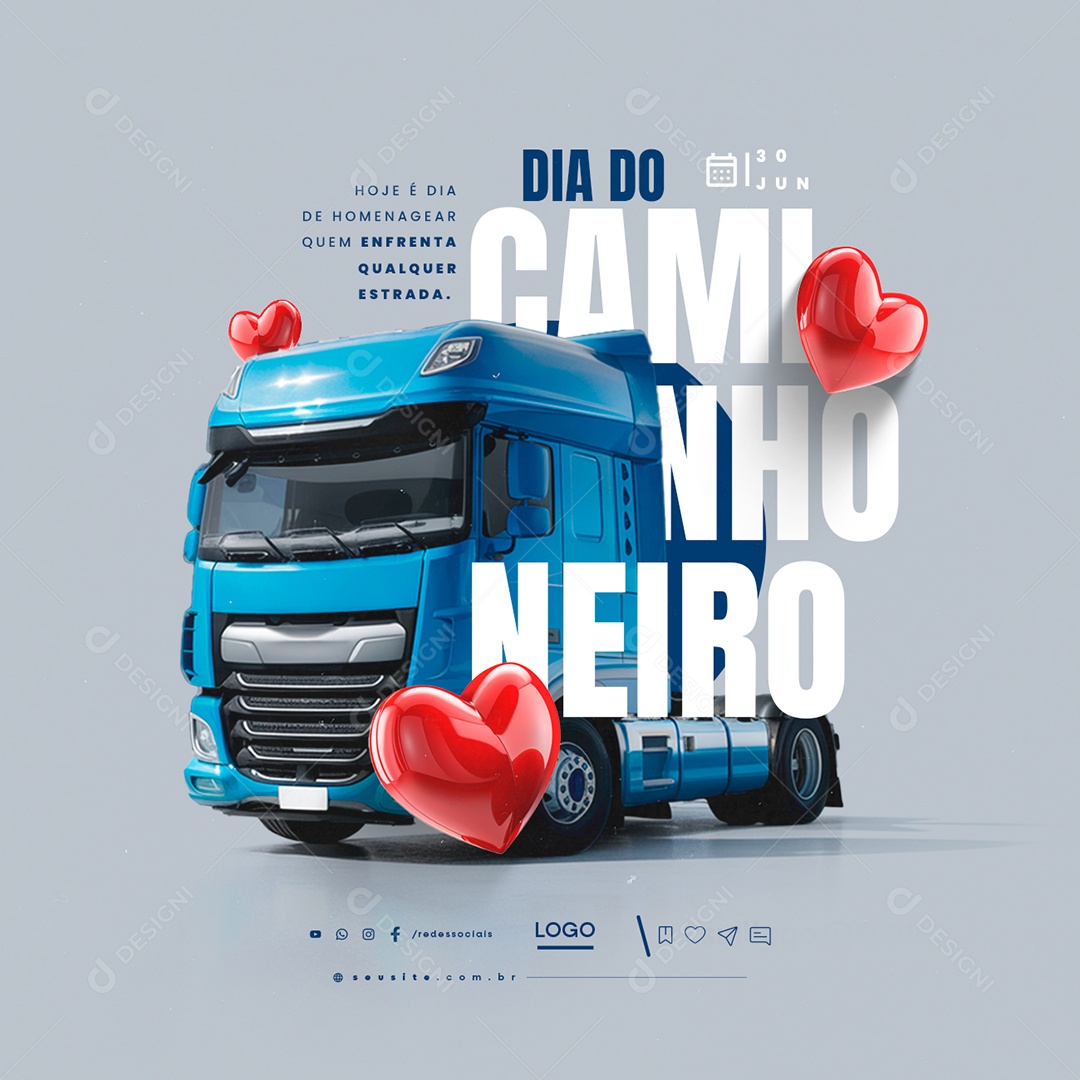 Dia do Caminhoneiro 30 de Junho Social Mídia PSD Editável