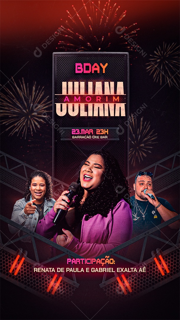 Flyer Bday Juliana Amorim PSD Editável Story