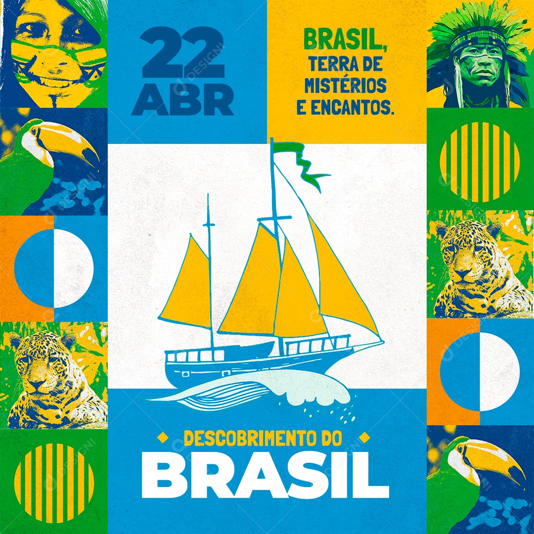 Flyer Descobrimento do Brasil PSD Editável Feed