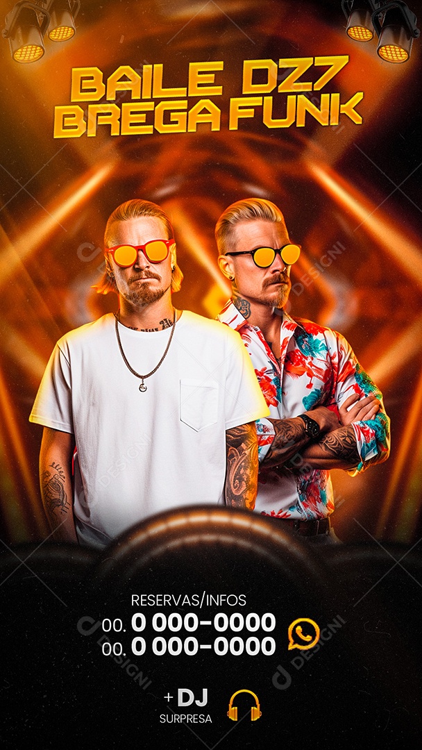 Flyer Story Baile DZ7 Braga Funk  Artistas Social Media PSD Editável