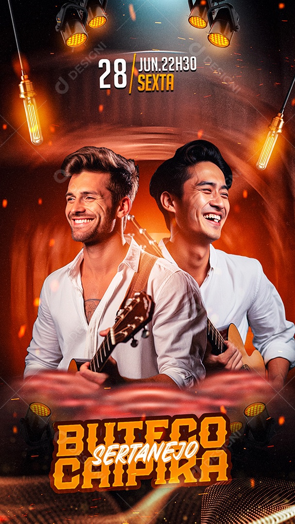 Flyer Story Buteco Sertanejo Caipira Artistas Social Media PSD Editável