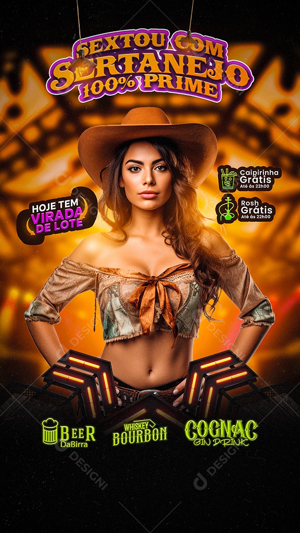 Flyer Story Sextou com Sertanejo Artista Social Media PSD Editável