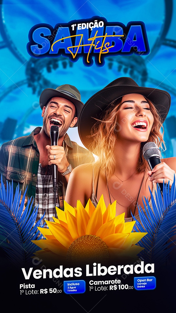 Flyer Story Samba Hits Artistas Social Media PSD Editável
