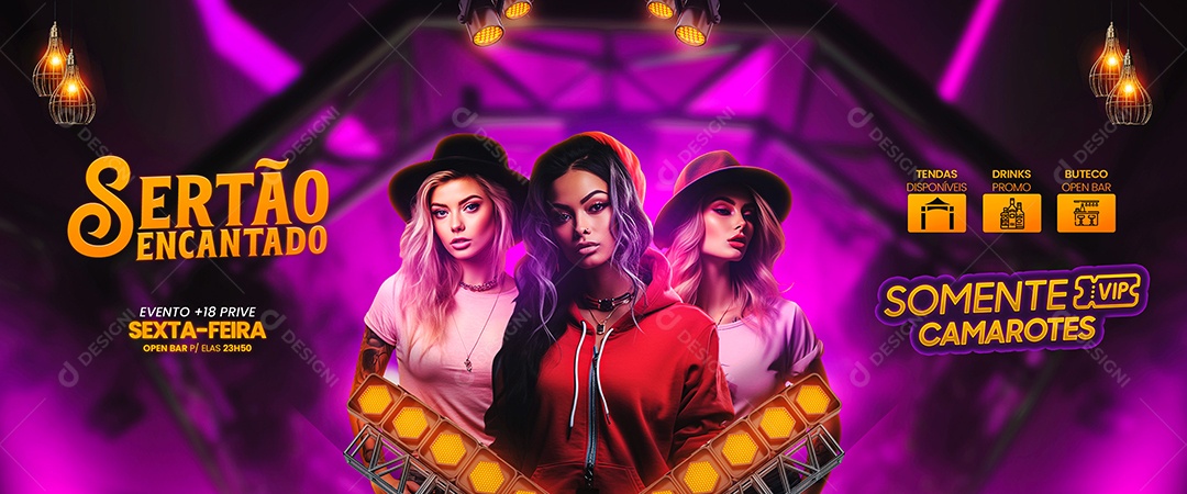 Flyer Banner Sertão Encantado Artistas Social Media PSD Editável