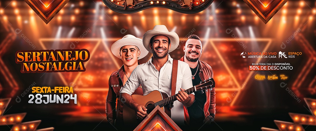 Flyer Banner Sertanejo Nostalgia Artista Social Media PSD Editável