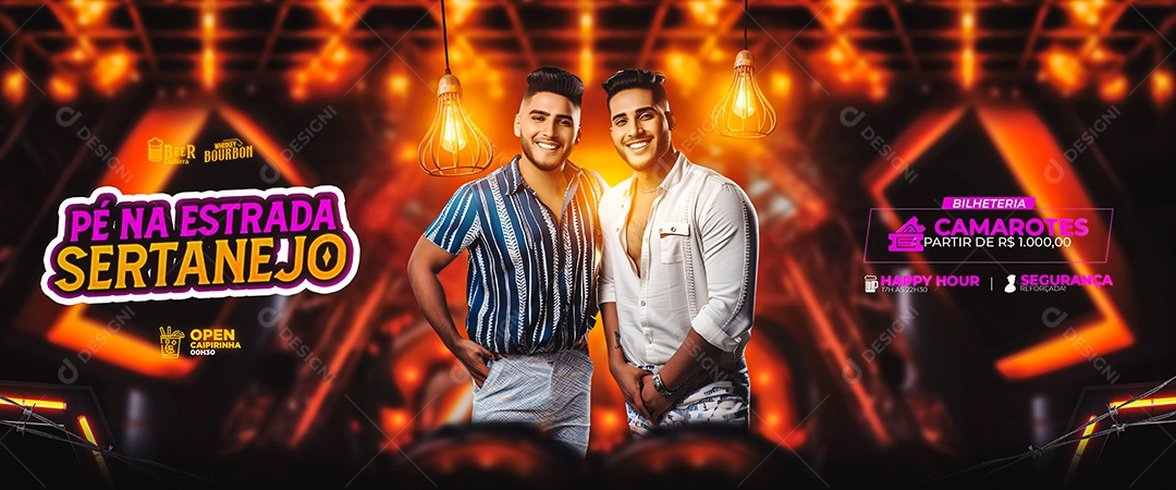 Flyer Banner Pé na Estrada Sertanejo Artistas Social Media PSD Editável