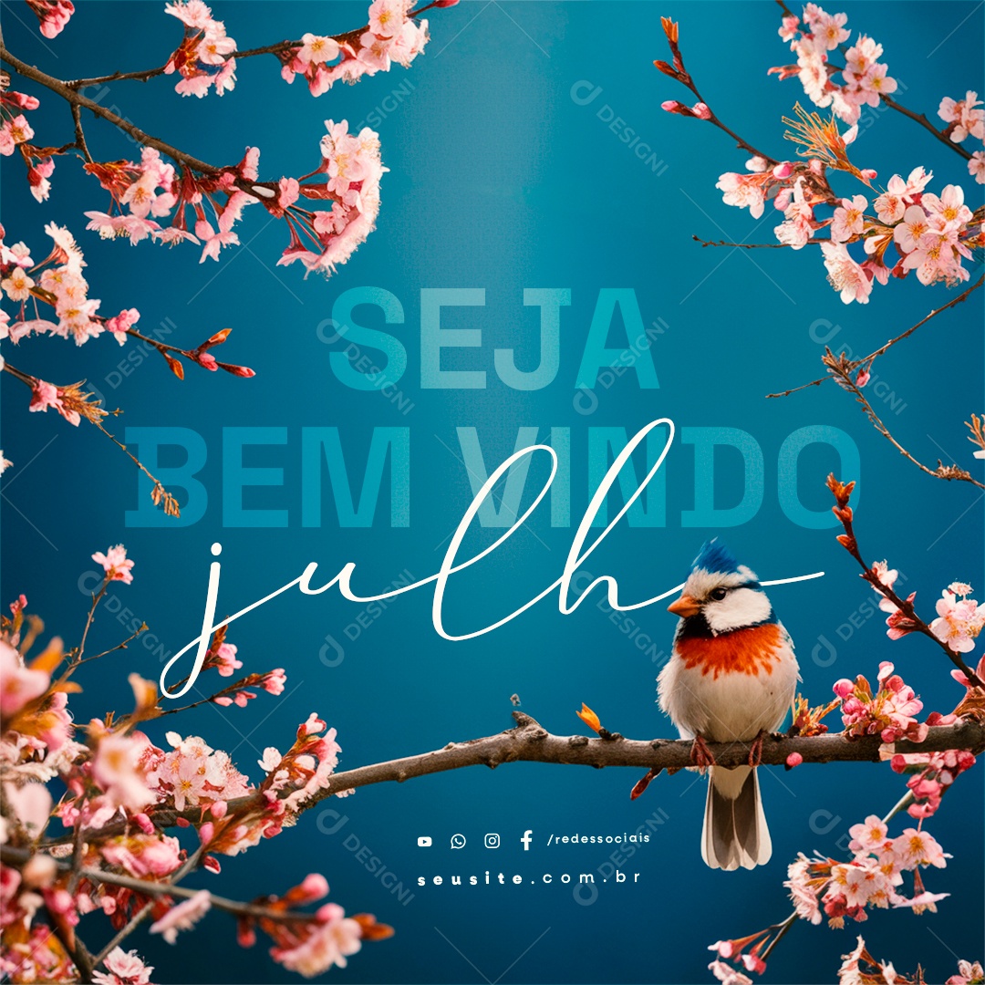 Seja Bem Vindo Julho Social Media PSD Editável