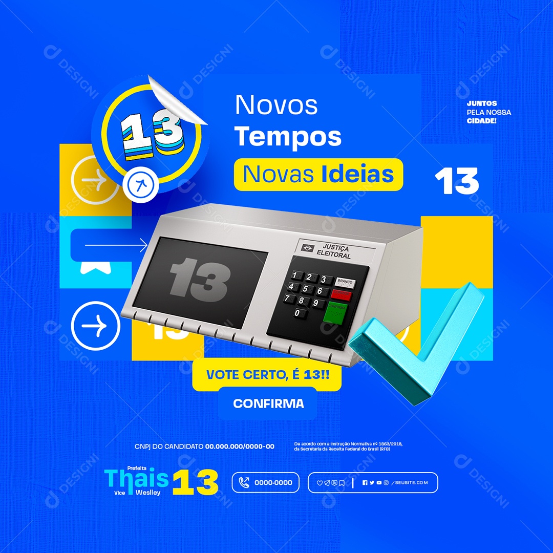 Novos Tempos Novas Ideias Vote de Certo Social Media PSD Editávell