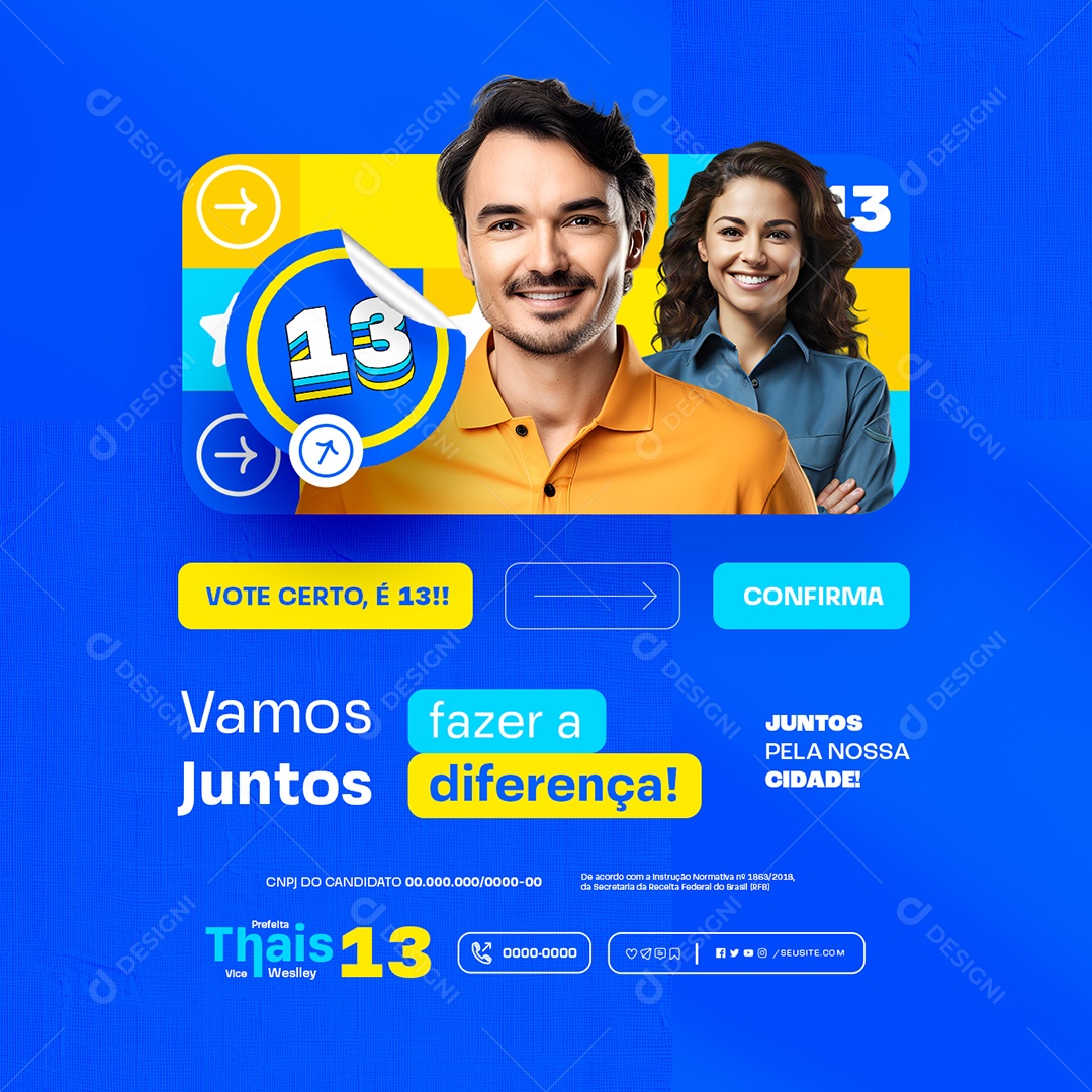Vote Certo Vamos Juntos Fazer a Diferença Social Media PSD Editável