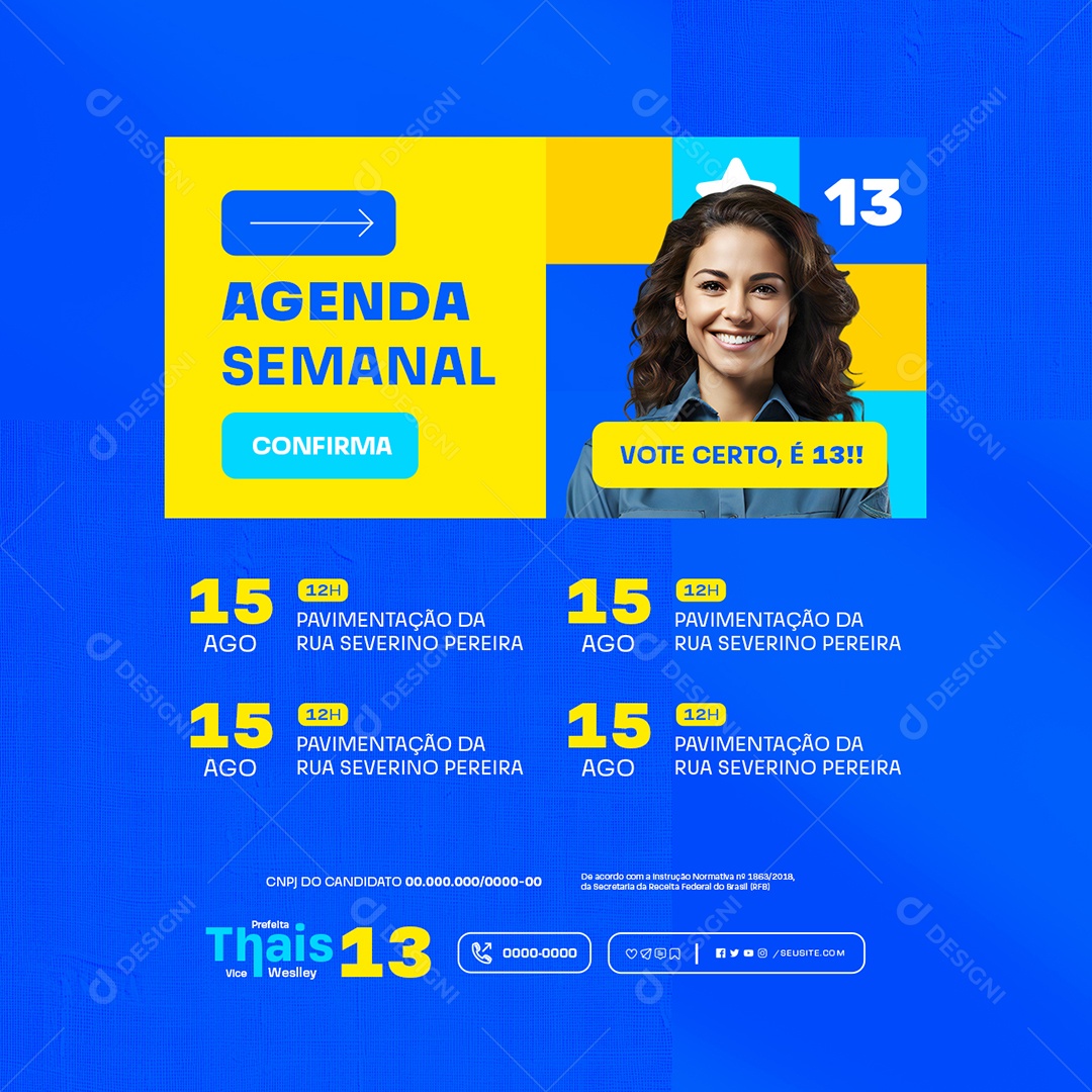 Agenda Semanal Confirma Social Media PSD Editável