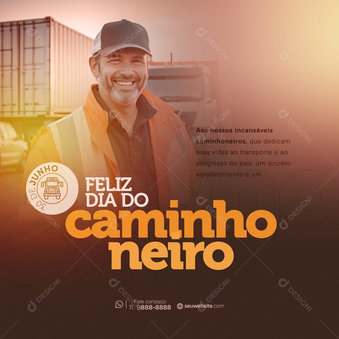 Feliz Dia do Caminhoneiro 30 de Junho Social Mídia PSD Editável