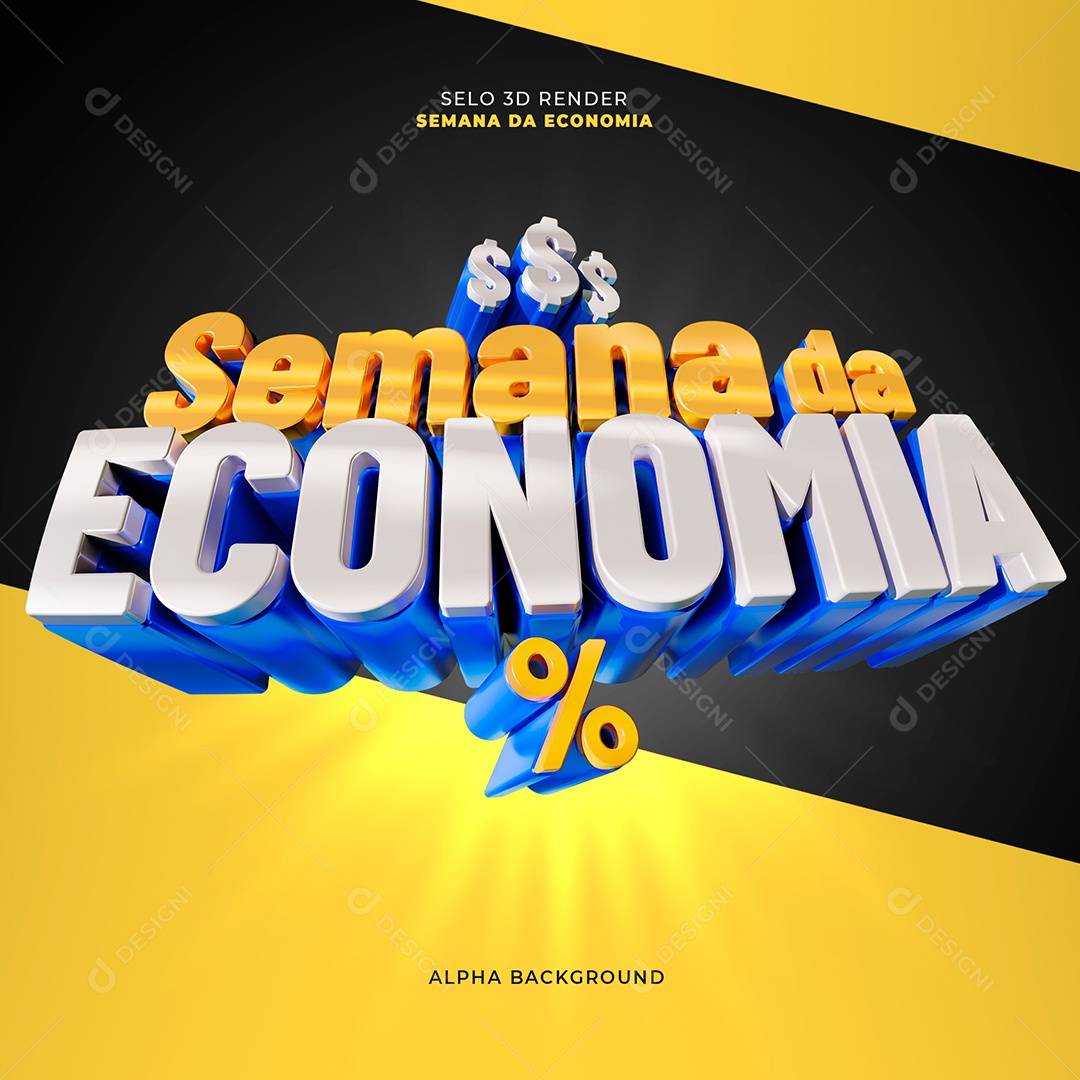 Semana da Economia Selo 3D para Composição PSD