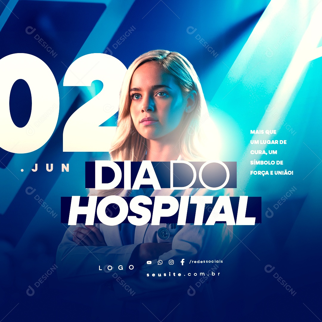 Dia do Hospital 02 de Julho Social Media PSD Editável