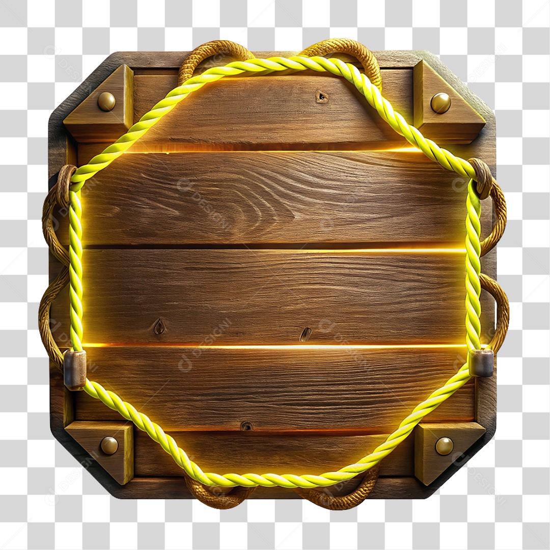 Placa de Madeira com Cores Neon PNG Transparente